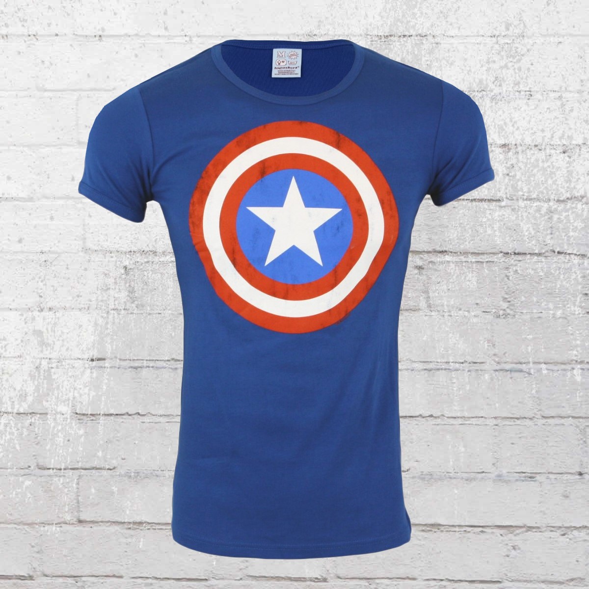 Order Now Logoshirt T Shirt Men Marvel Captain America Shield Azure Blue 