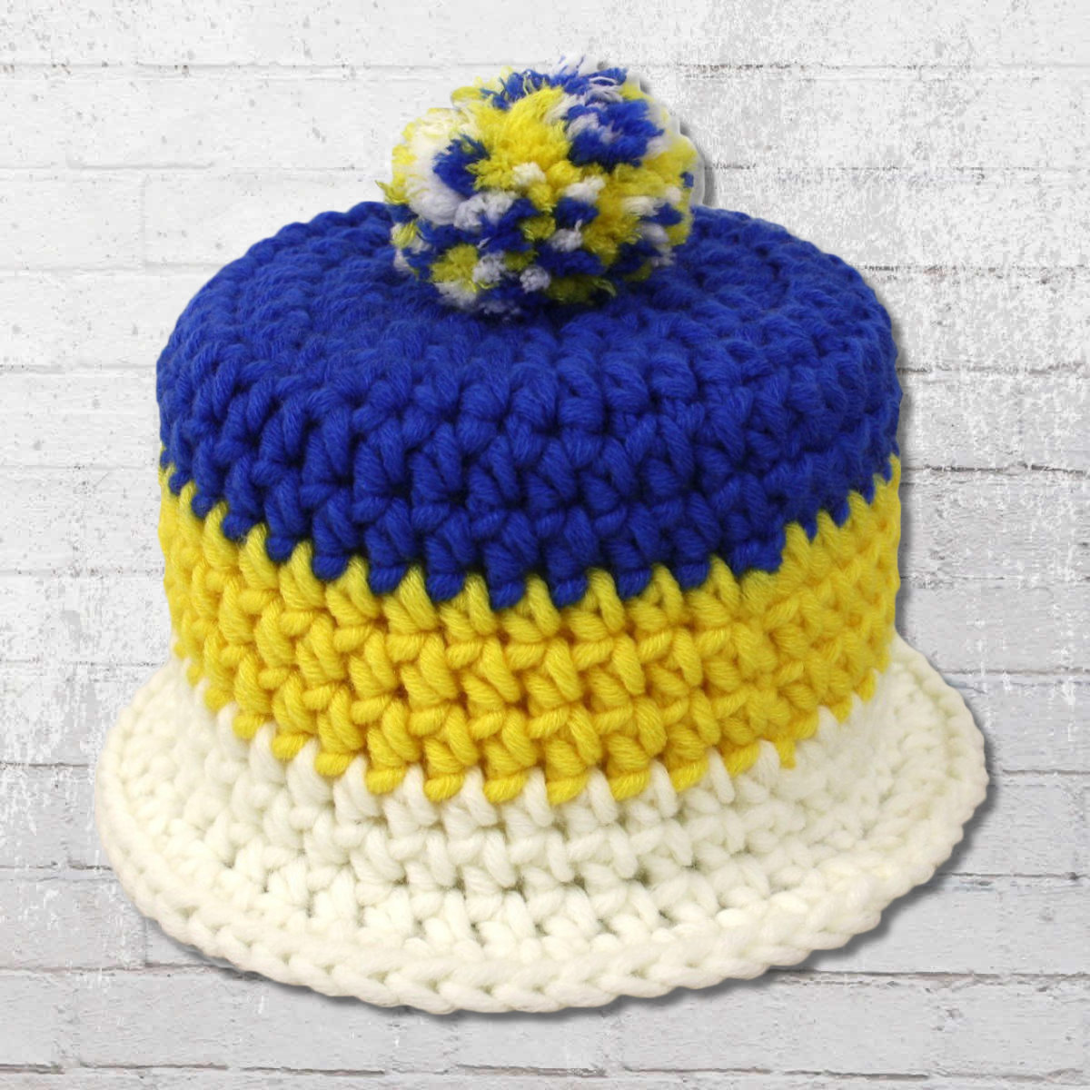 Order Now Mums Knitting Beanie For Toilet Paper Roll On Rear Shelf Blue White Yellow